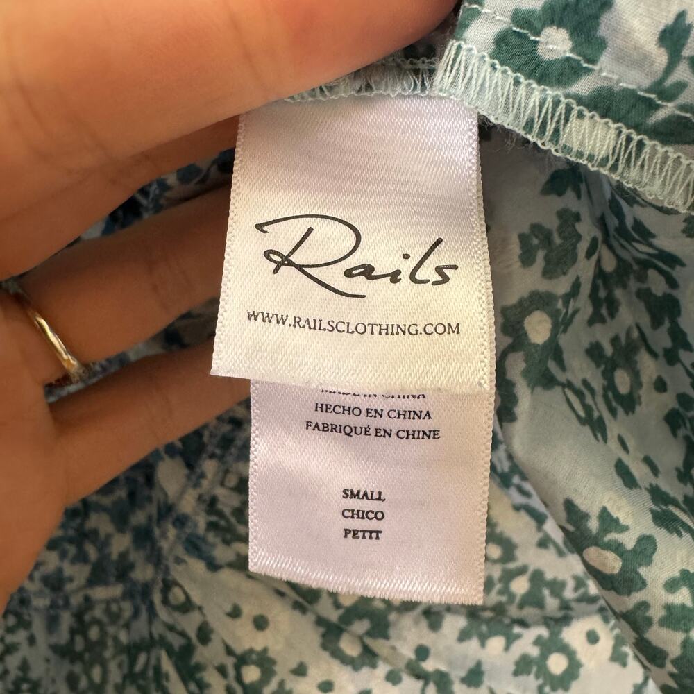 Rails Rosie Top Striped Floral Smocked Blouse Blue Green Size Small - Picture 11 of 11